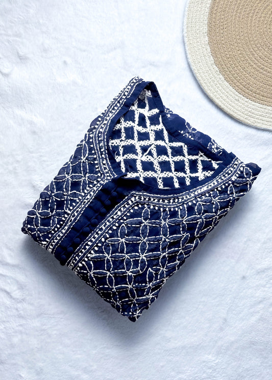 Elegant Anarkali Kurta with Flared Silhouette - Store Chikankari