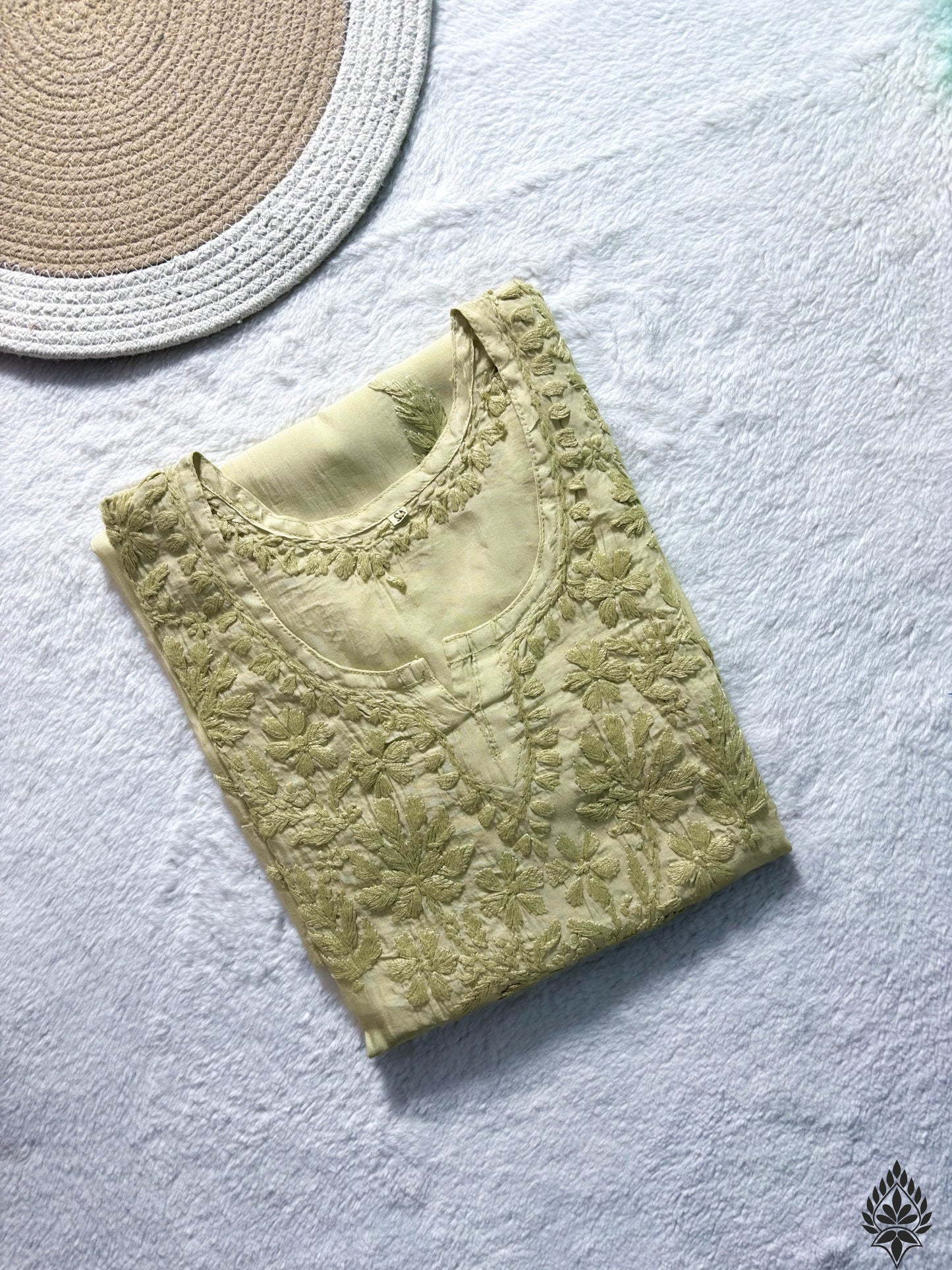 Chanderi Chikankari Short Kurti - Elegant Chanderi Fabric | Handcrafted Lucknowi Embroidery