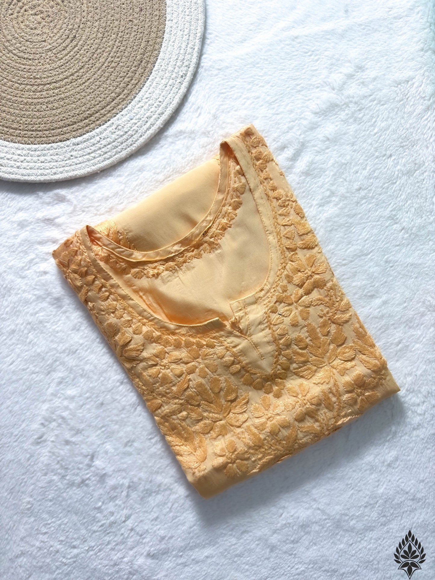 Chanderi Chikankari Short Kurti - Elegant Chanderi Fabric | Handcrafted Lucknowi Embroidery