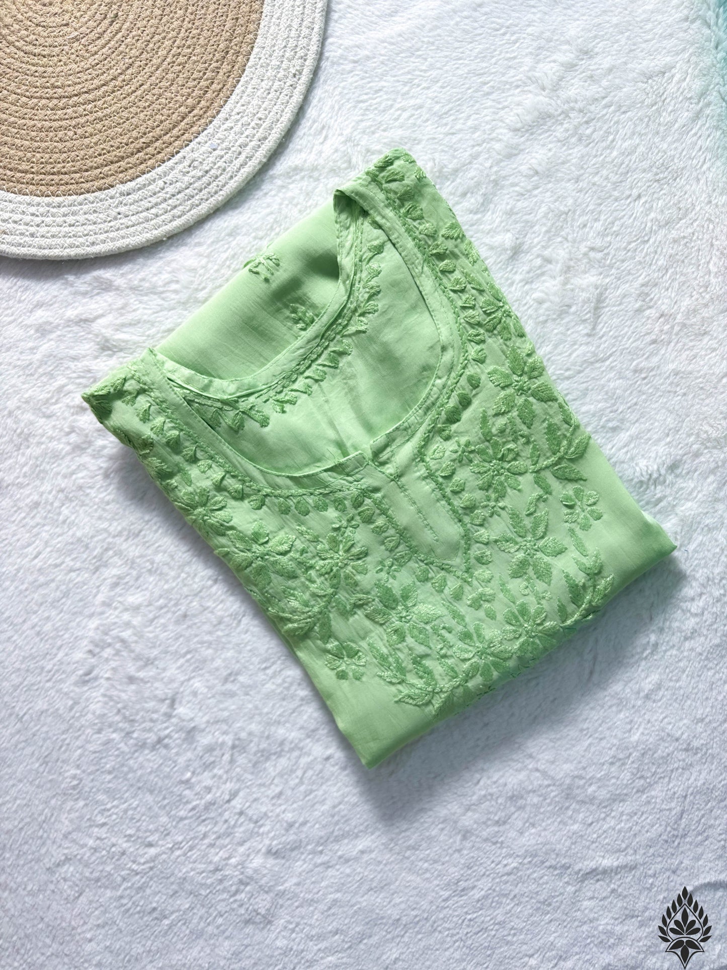 Chanderi Chikankari Short Kurti - Elegant Chanderi Fabric | Handcrafted Lucknowi Embroidery
