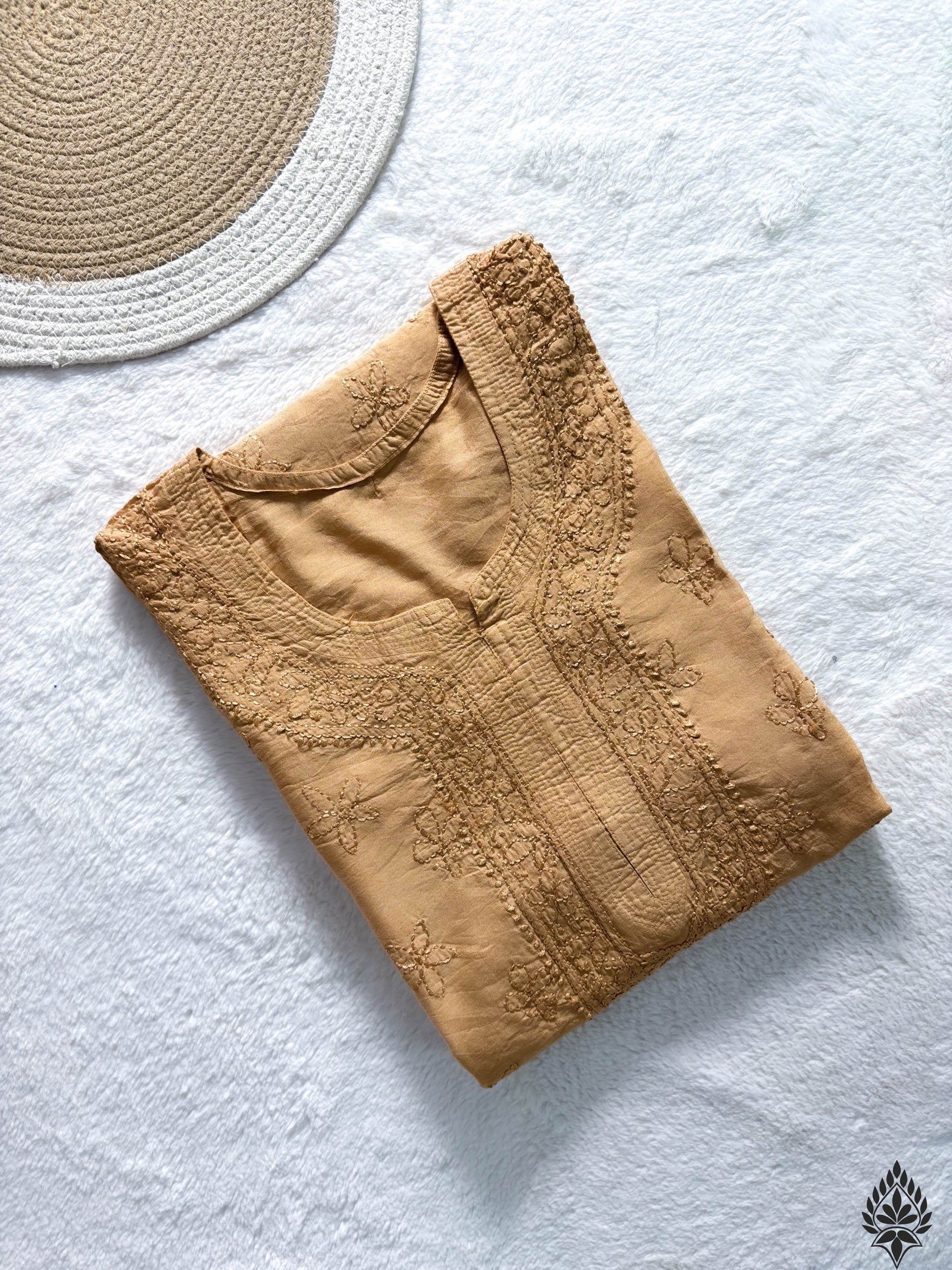 Chanderi Chikankari Buti Jaal Kurti – Handcrafted Elegance | Store Chikankari - Store Chikankari