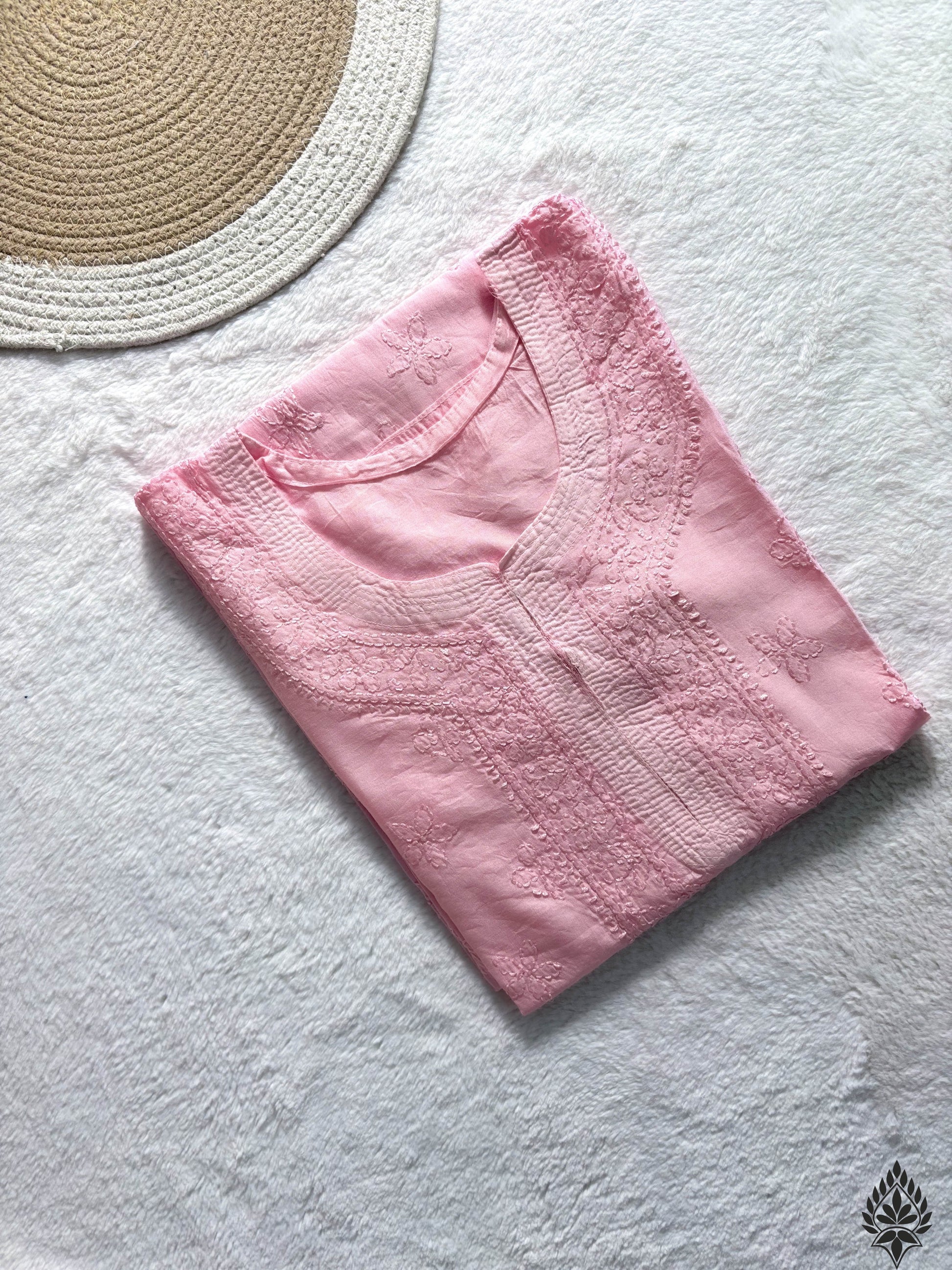 Chanderi Chikankari Buti Jaal Kurti – Handcrafted Elegance | Store Chikankari - Store Chikankari