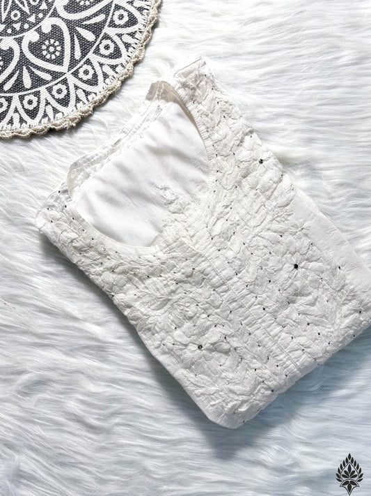 Chanderi Chikankari Mukaish Kurti – Luxe Handcrafted Ethnic Elegance | Store Chikankari - Store Chikankari