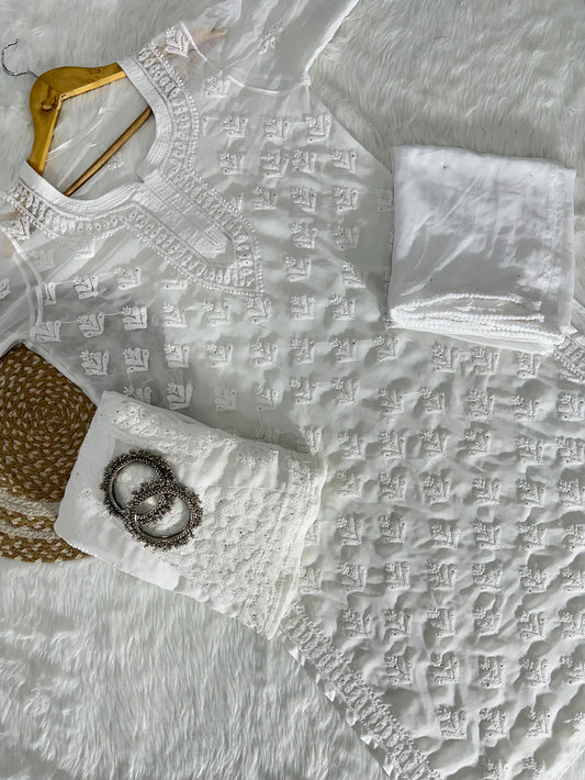 Buti Jaal Mukaish 3 Piece Set - Store Chikankari
