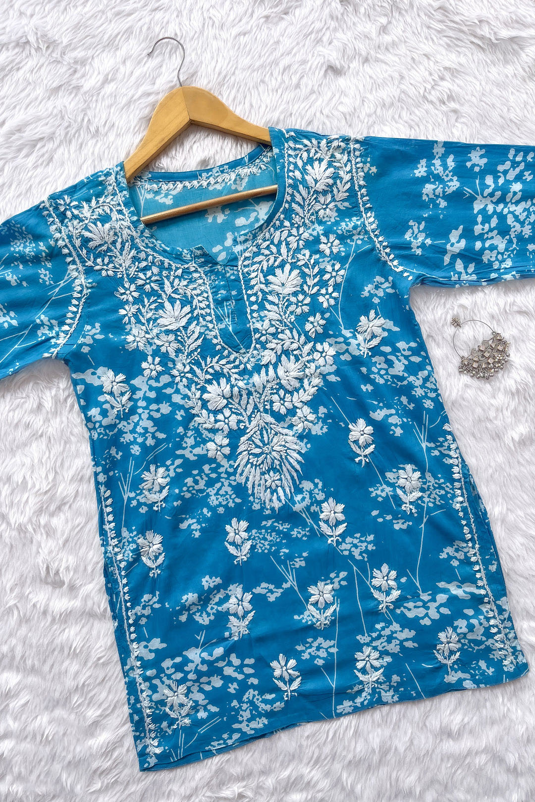 Mulmul Printed Chikankari Short Kurti – Breezy, Chic & Handcrafted | Store Chikankari