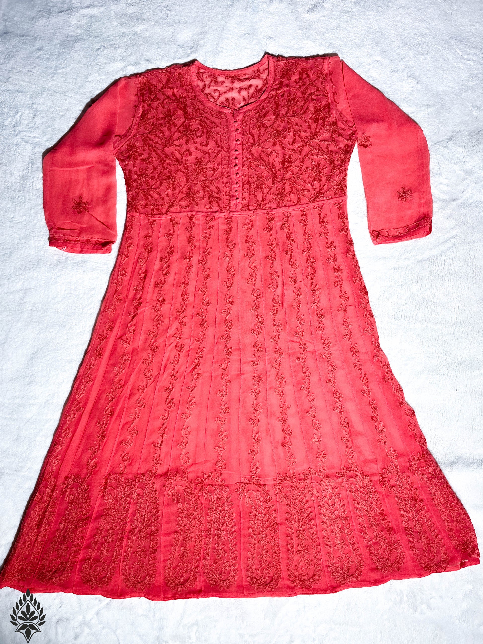 Chikankari 24 Kali Anarkali – Regal Flare with Intricate Hand Embroidery | Store Chikankari - Store Chikankari