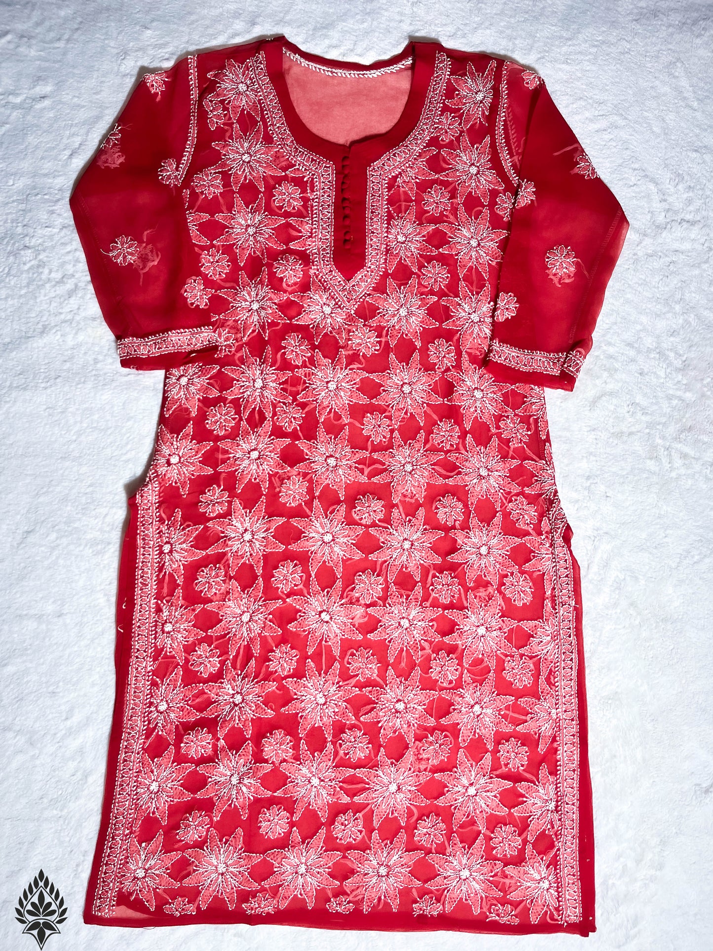 Georgette Chikankari Kurti with Star Jaal Embroidery