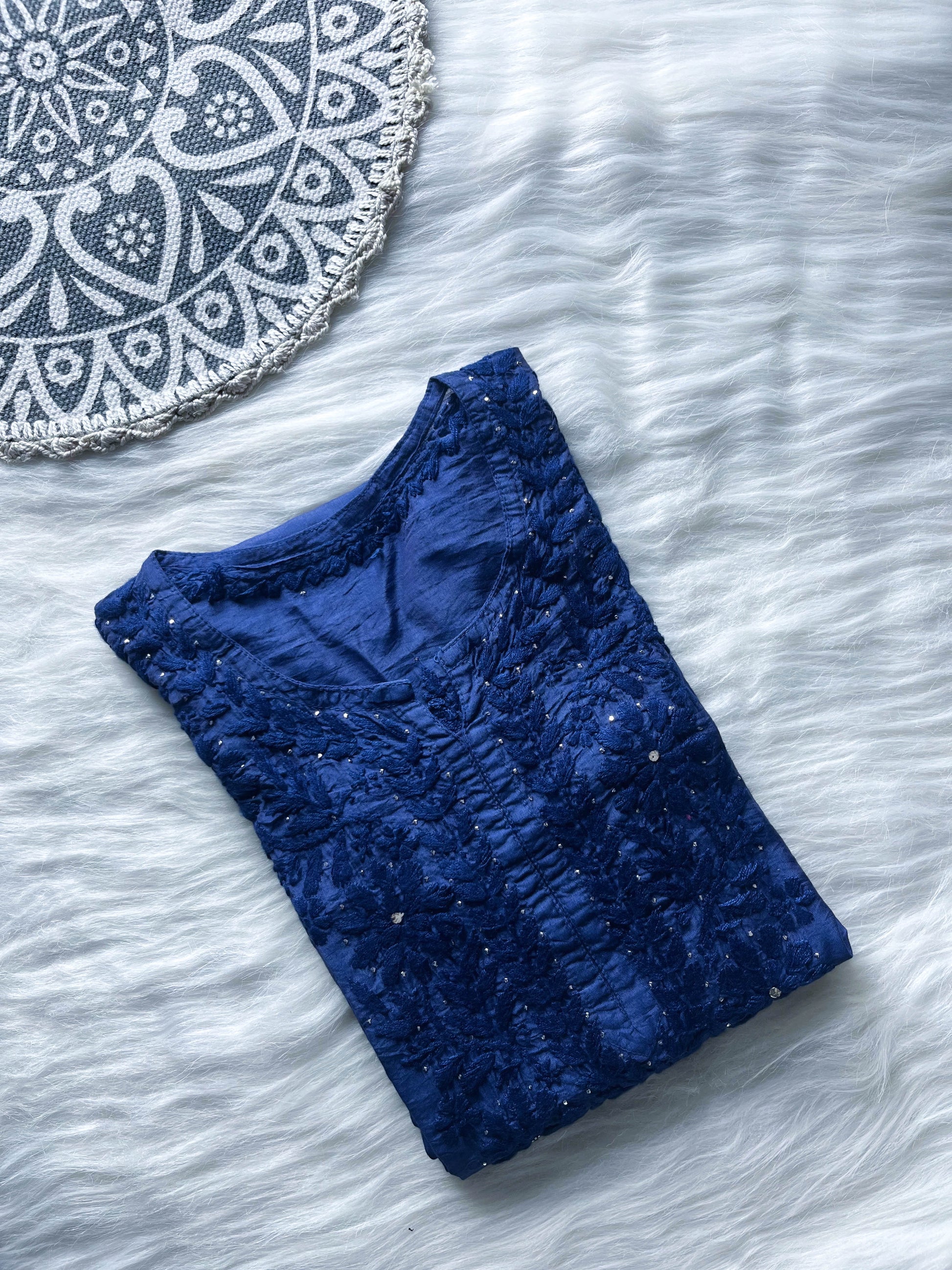 Chanderi Chikankari Mukaish Kurti – Luxe Handcrafted Ethnic Elegance | Store Chikankari - Store Chikankari