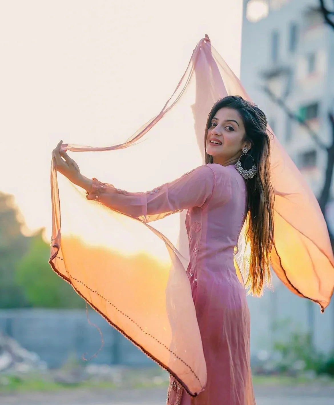 Ayna Georgette Chikankari 3 Piece Mirror Dyed Set with Coordinating Inner - Store Chikankari