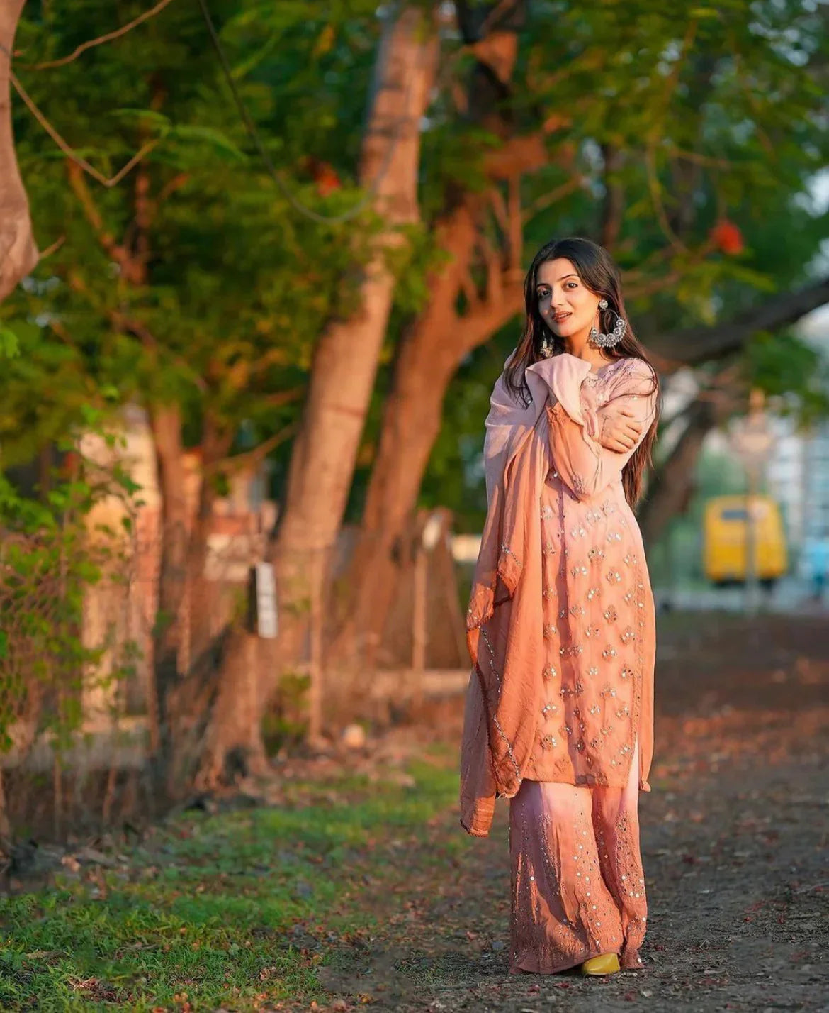 Ayna Georgette Chikankari 3 Piece Mirror Dyed Set with Coordinating Inner - Store Chikankari