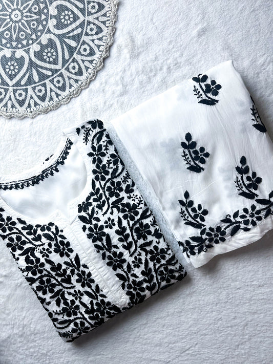 Chikankari Embroidered Modal Kurti with Palazzo – Elegant Ethnic Ensemble | Store Chikankari - Store Chikankari