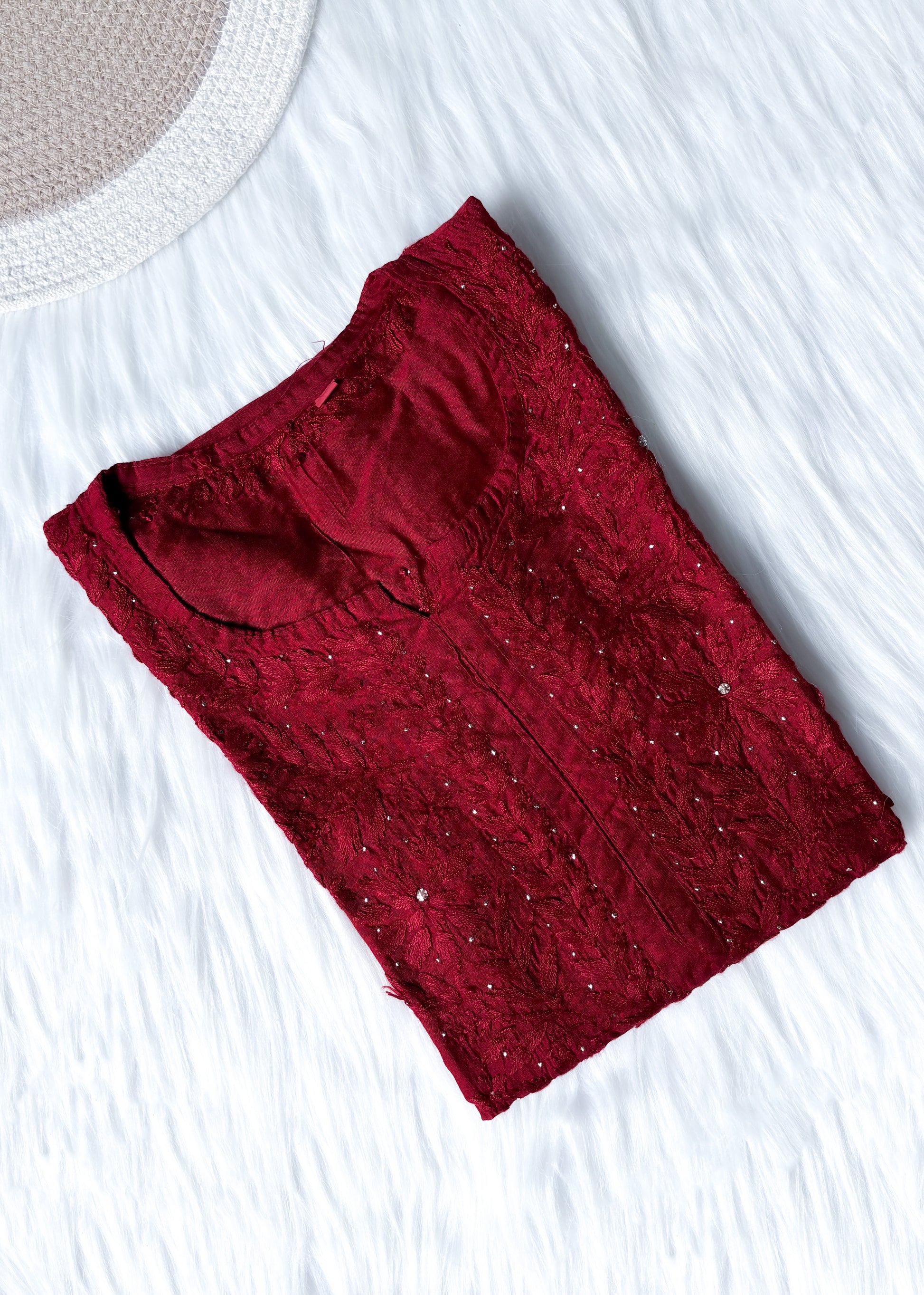 Chanderi Chikankari Mukaish Kurti – Luxe Handcrafted Ethnic Elegance | Store Chikankari - Store Chikankari