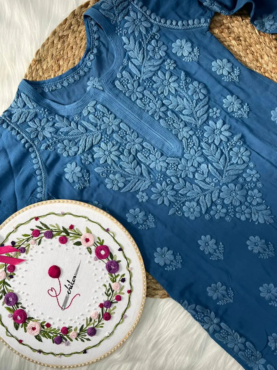 Premium Chikankari Viscose Kurti - Store Chikankari