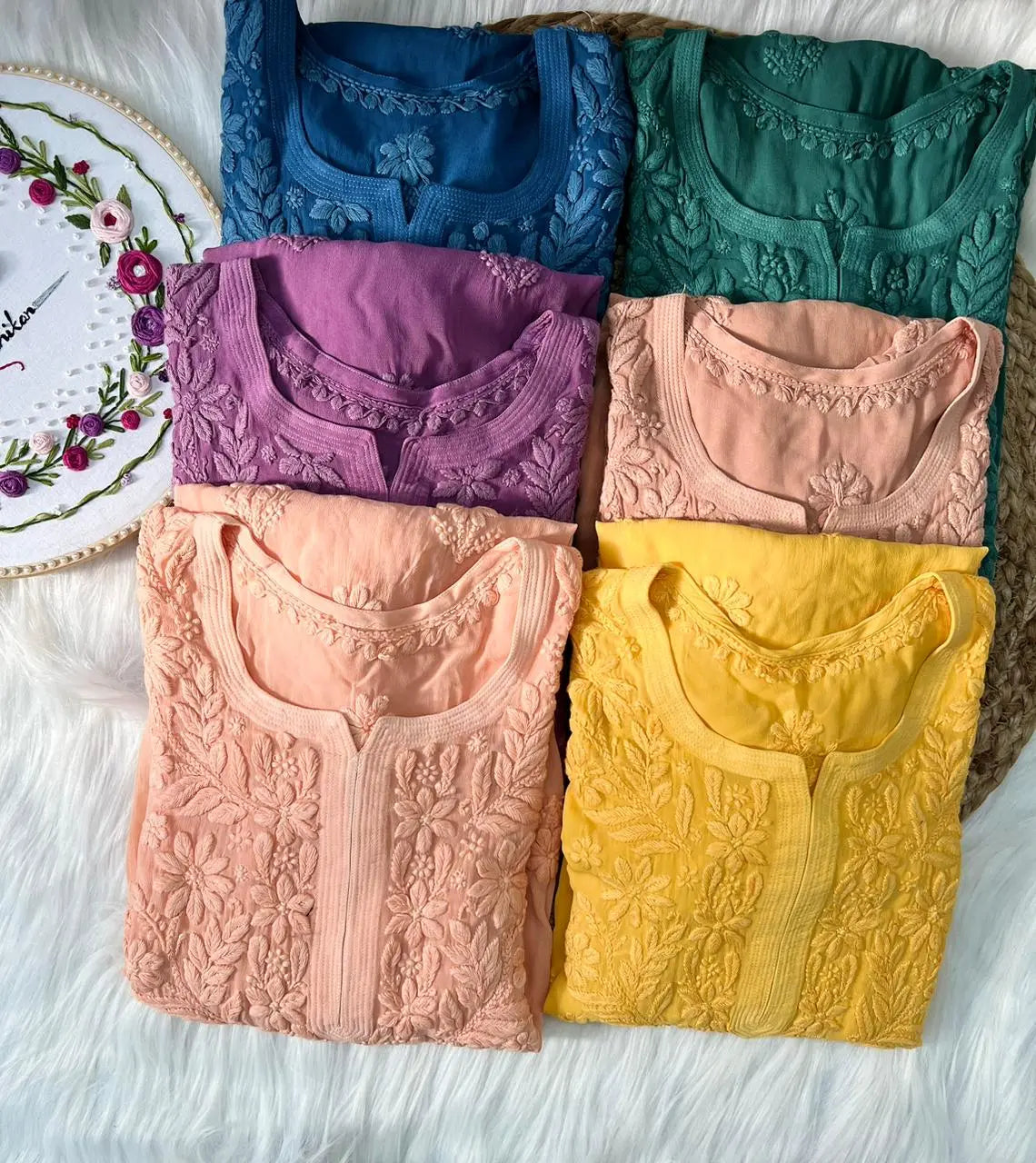 Premium Chikankari Viscose Kurti - Store Chikankari