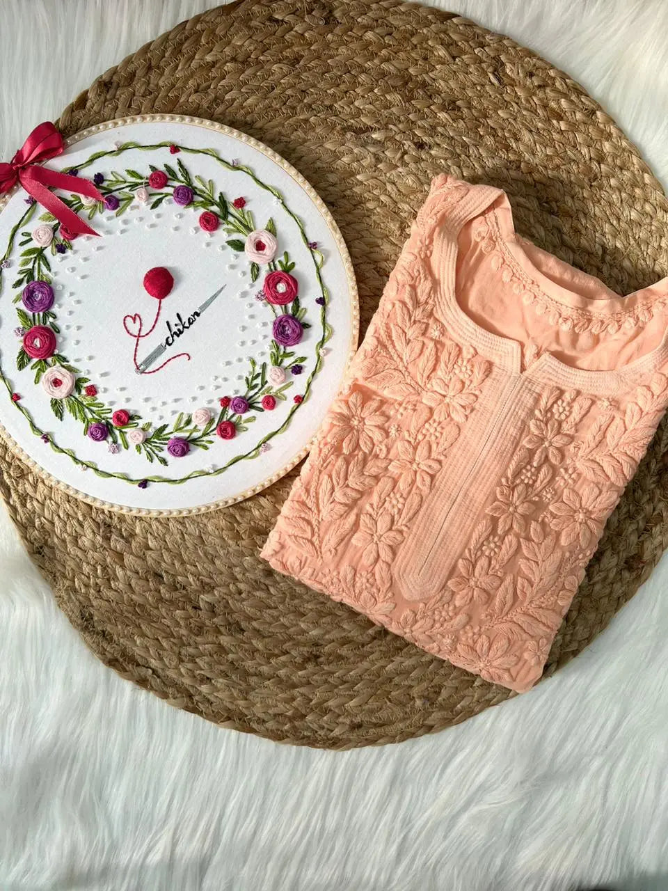 Premium Chikankari Viscose Kurti - Store Chikankari