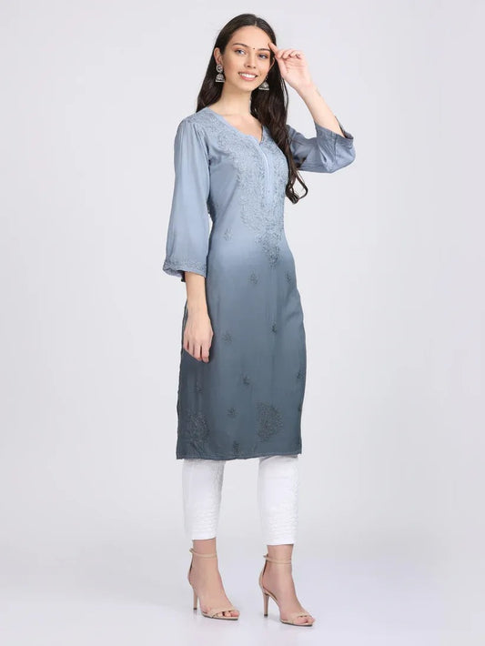 Ombre Chikankari Straight Kurtas - Store Chikankari