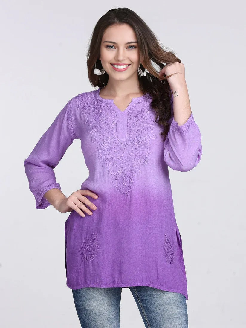 Ryon Ombe Short Top - Store Chikankari