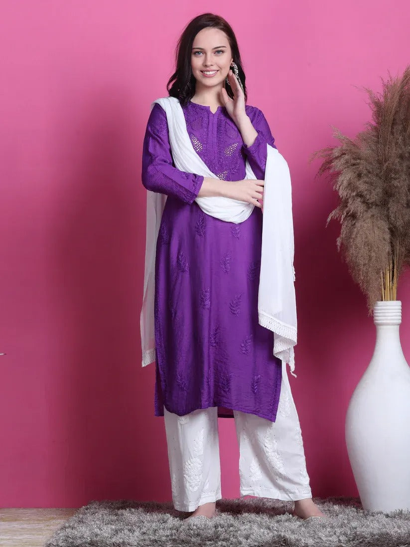 Chanderi Mukaish 3 Piece Set