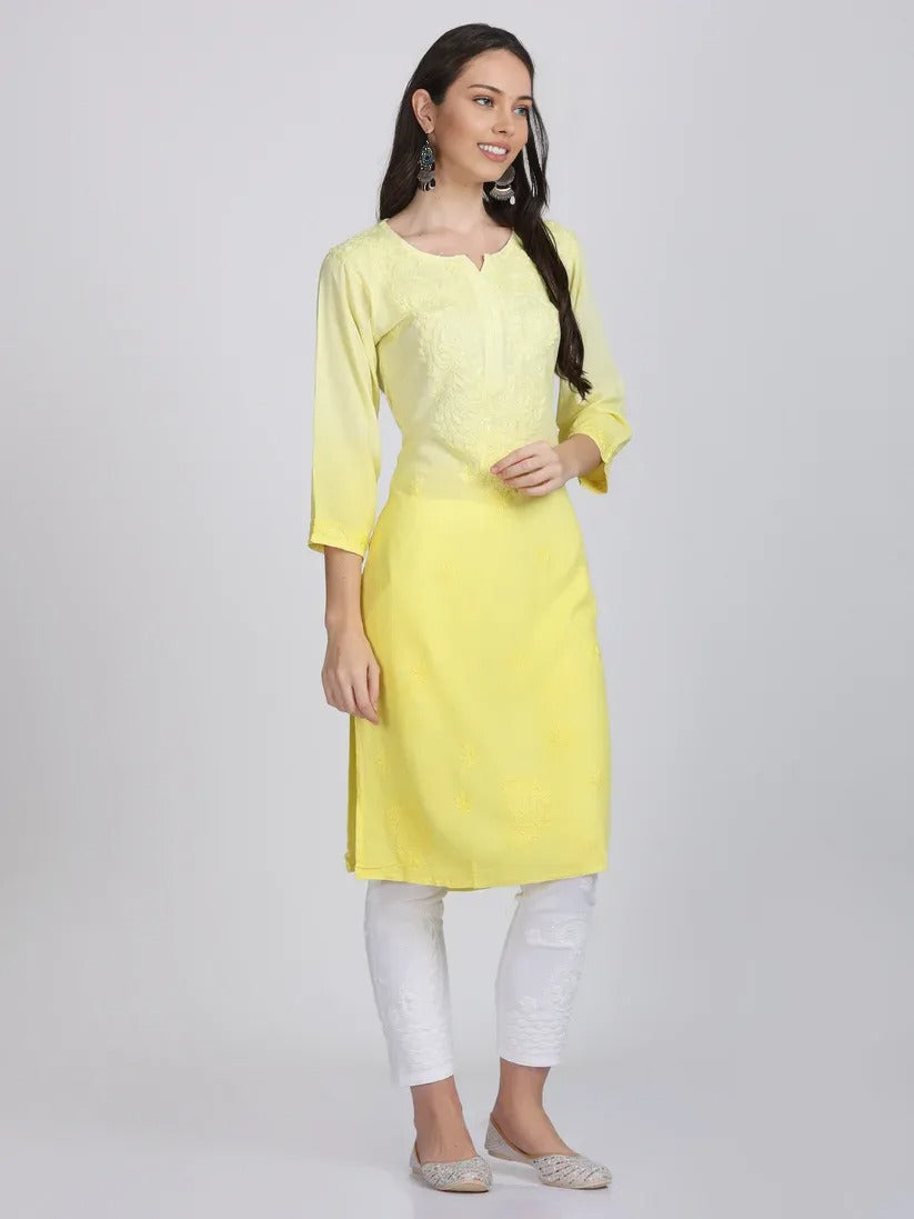 Ombre Chikankari Straight Kurtas - Store Chikankari