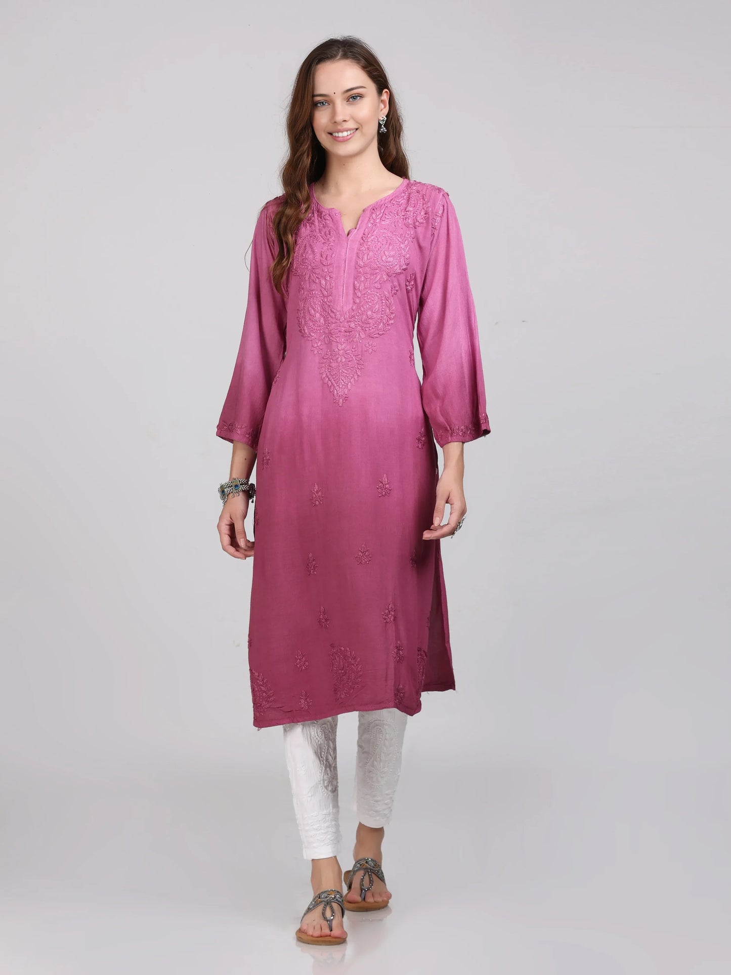 Ombre Chikankari Straight Kurtas - Store Chikankari