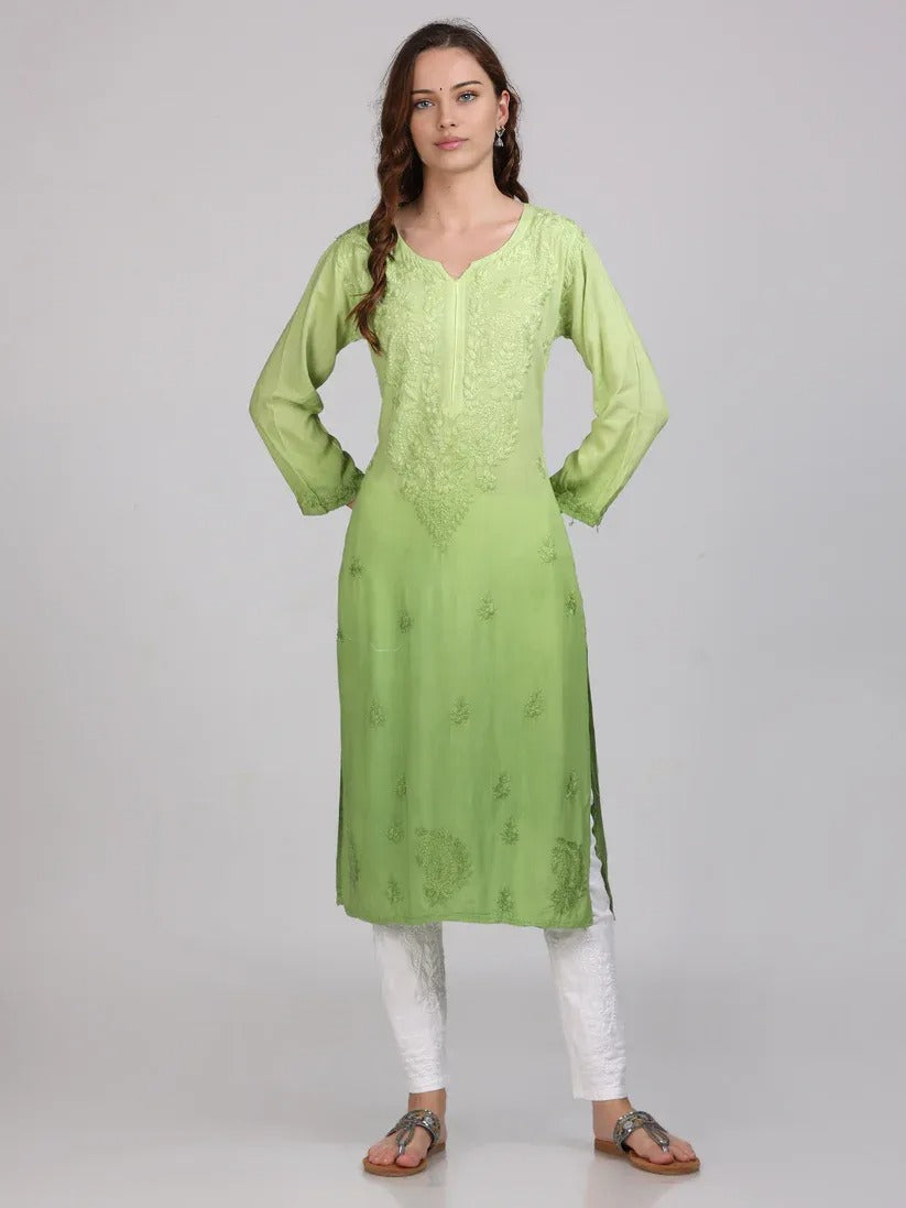 Ombre Chikankari Straight Kurtas - Store Chikankari