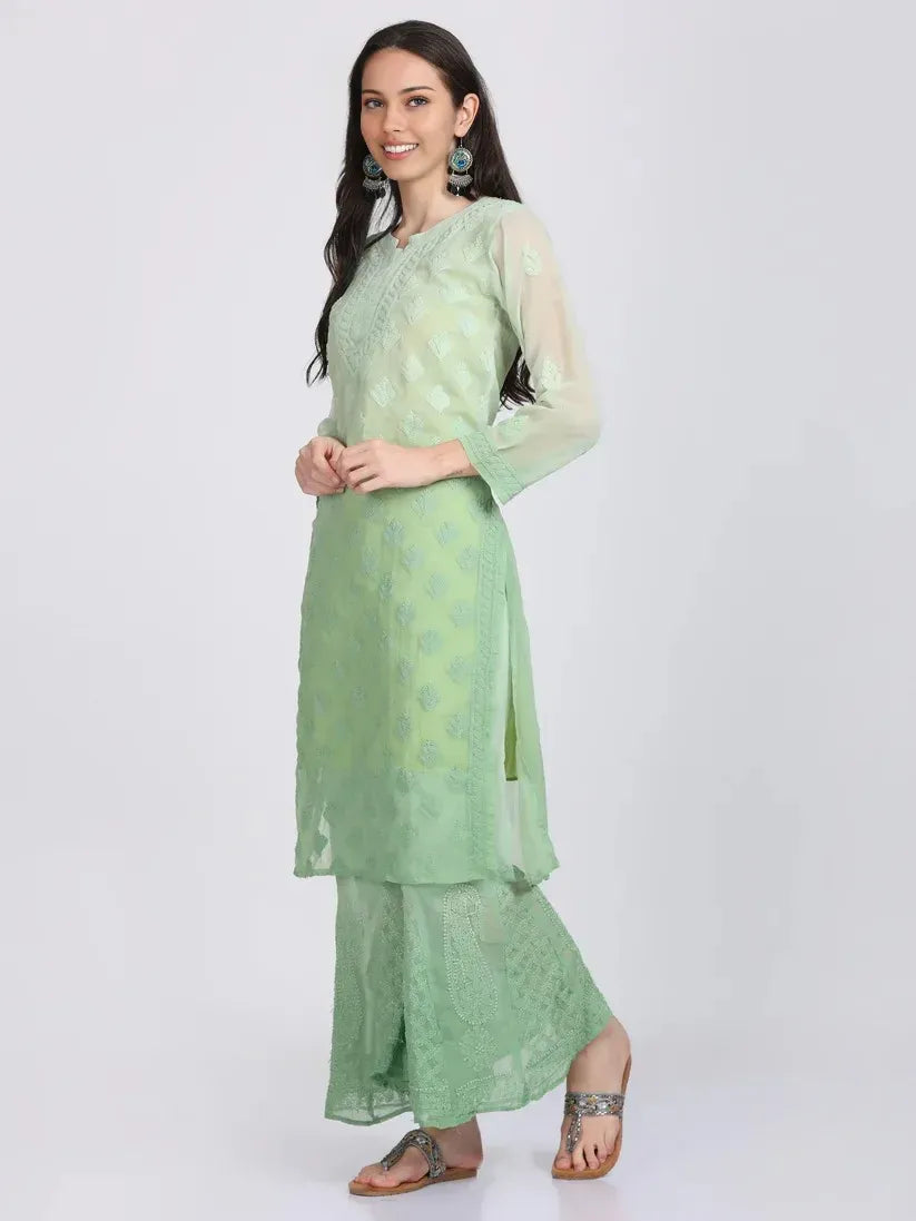 Georgette Chikankari 3 Piece Ombre Dyed Kurta Set