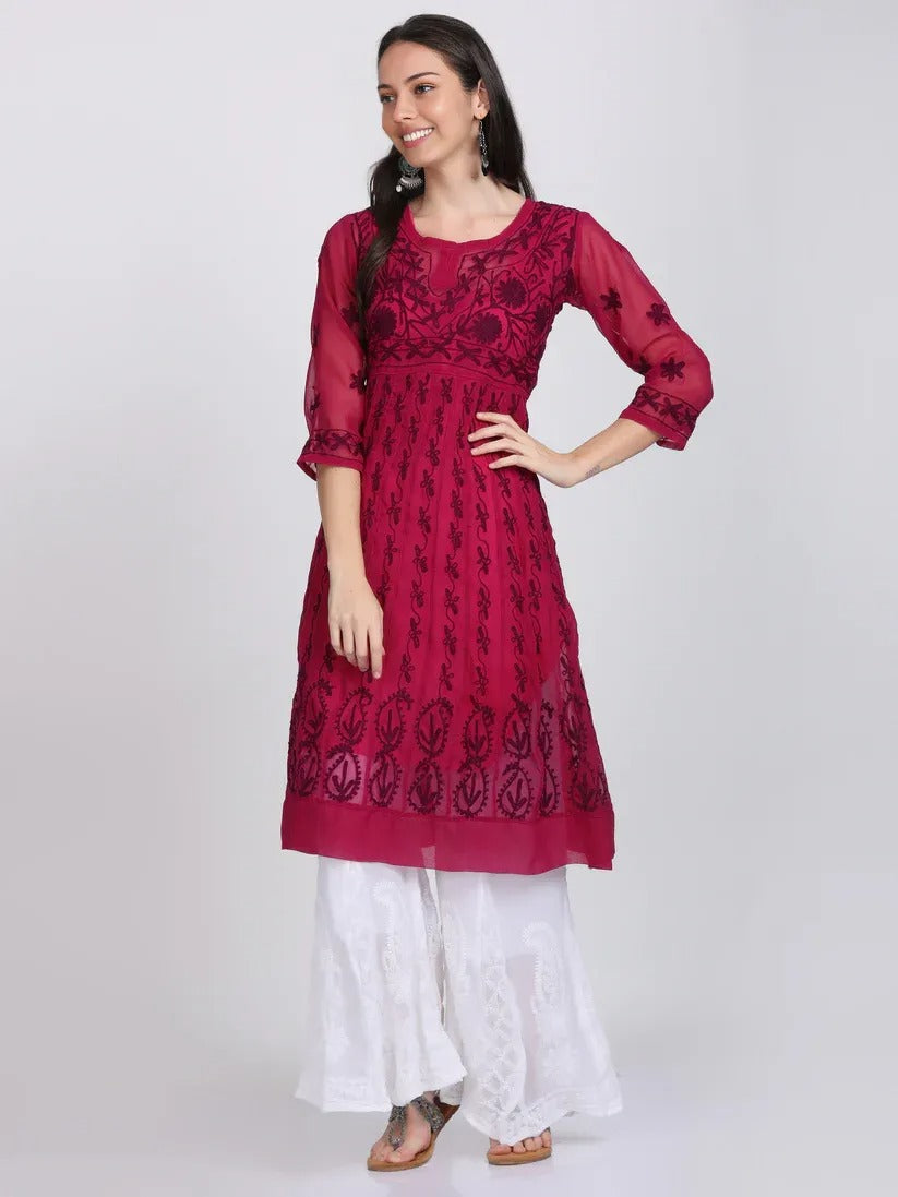 Chikankari Ari Work Anarkali With Matching Dupatta & Inner