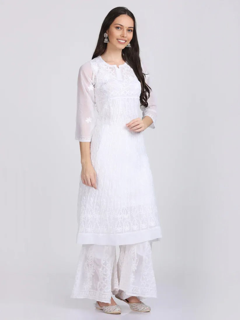 Chikankari Ari Work Anarkali With Matching Dupatta & Inner
