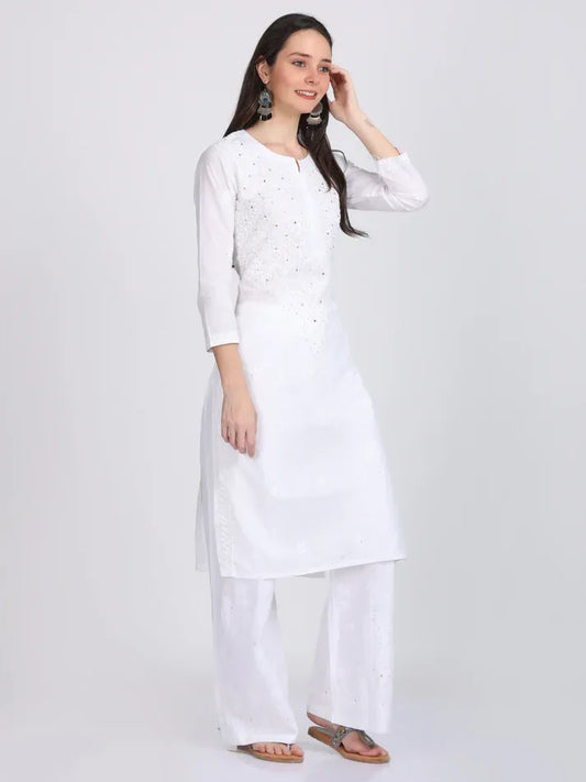 Cotton Mukaish 2 pice set - Store Chikankari