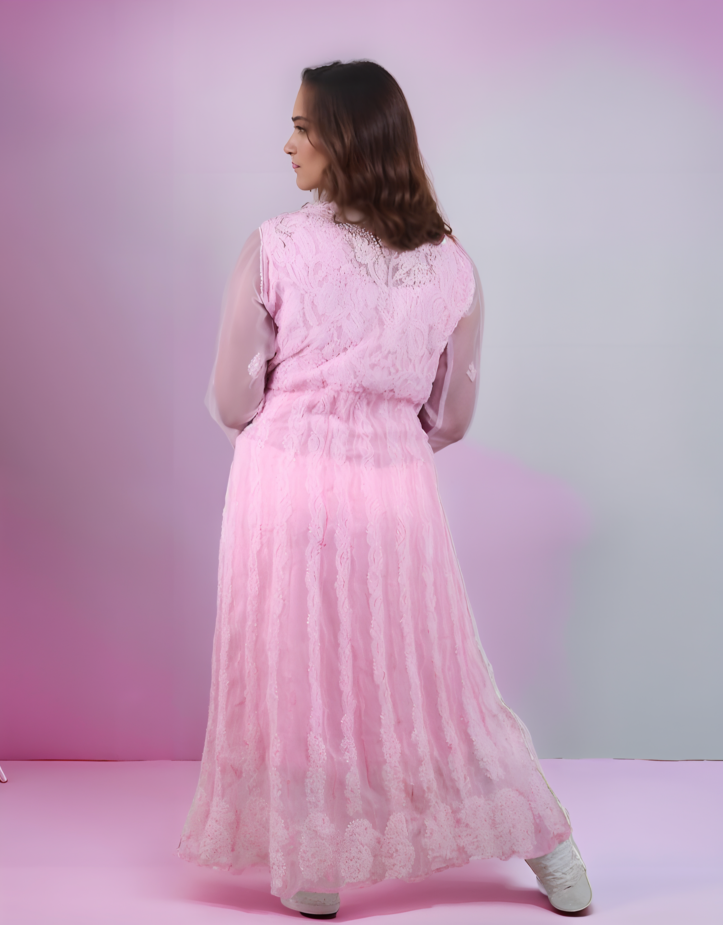 Georgette 24 Kali Anarkali - Store Chikankari