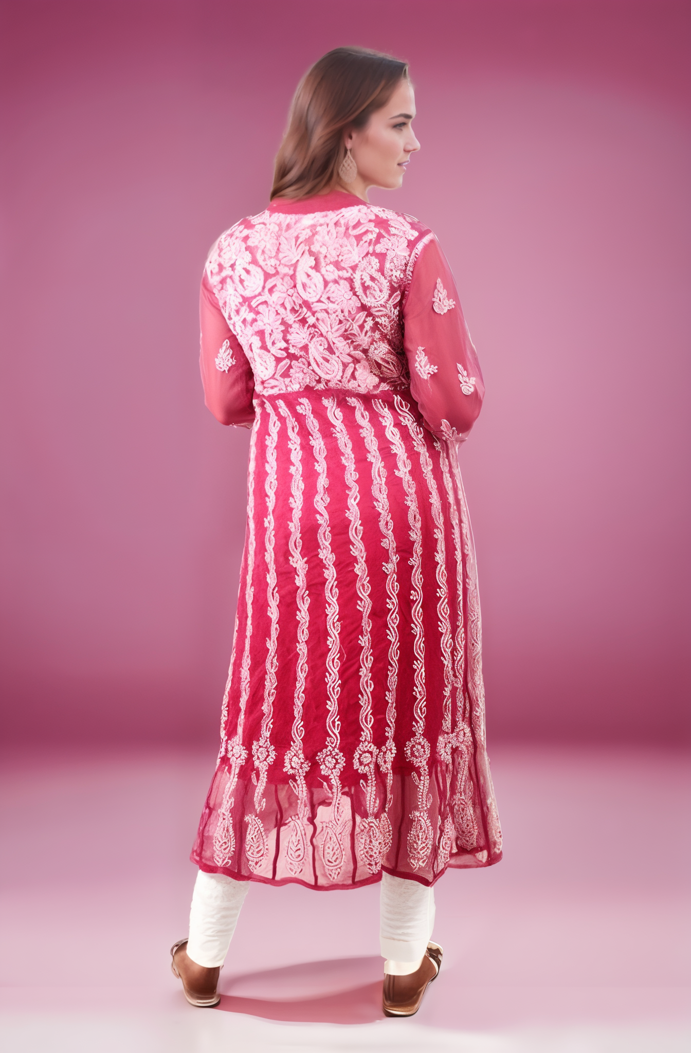 Georgette 24 Kali Anarkali - Store Chikankari