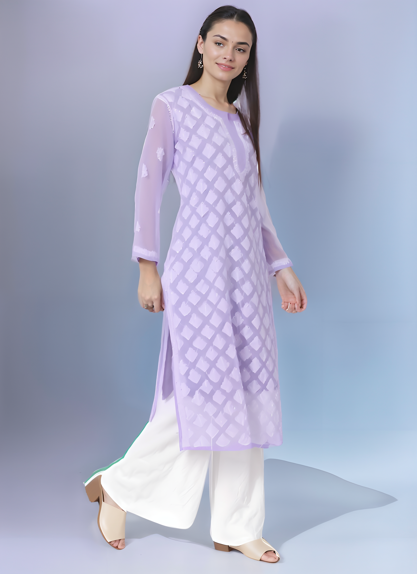 Georgette Chikankari Women’s Kurta with Lining – Elegant & Comfortable Ethnic Wear | Store Chikankari