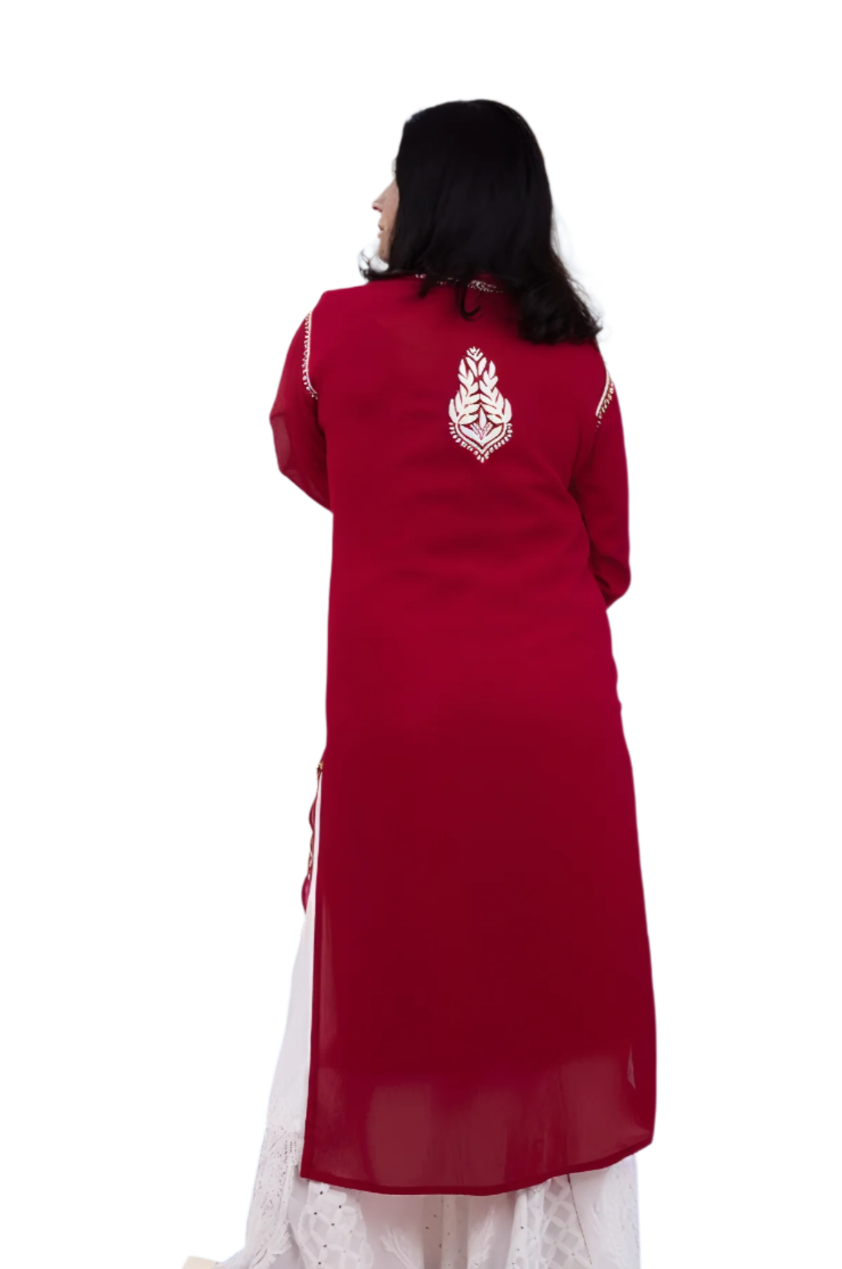 Georgette Chikankari Straight Kurti with Crochet Buttons – Elegant Everyday Style | Store Chikankari