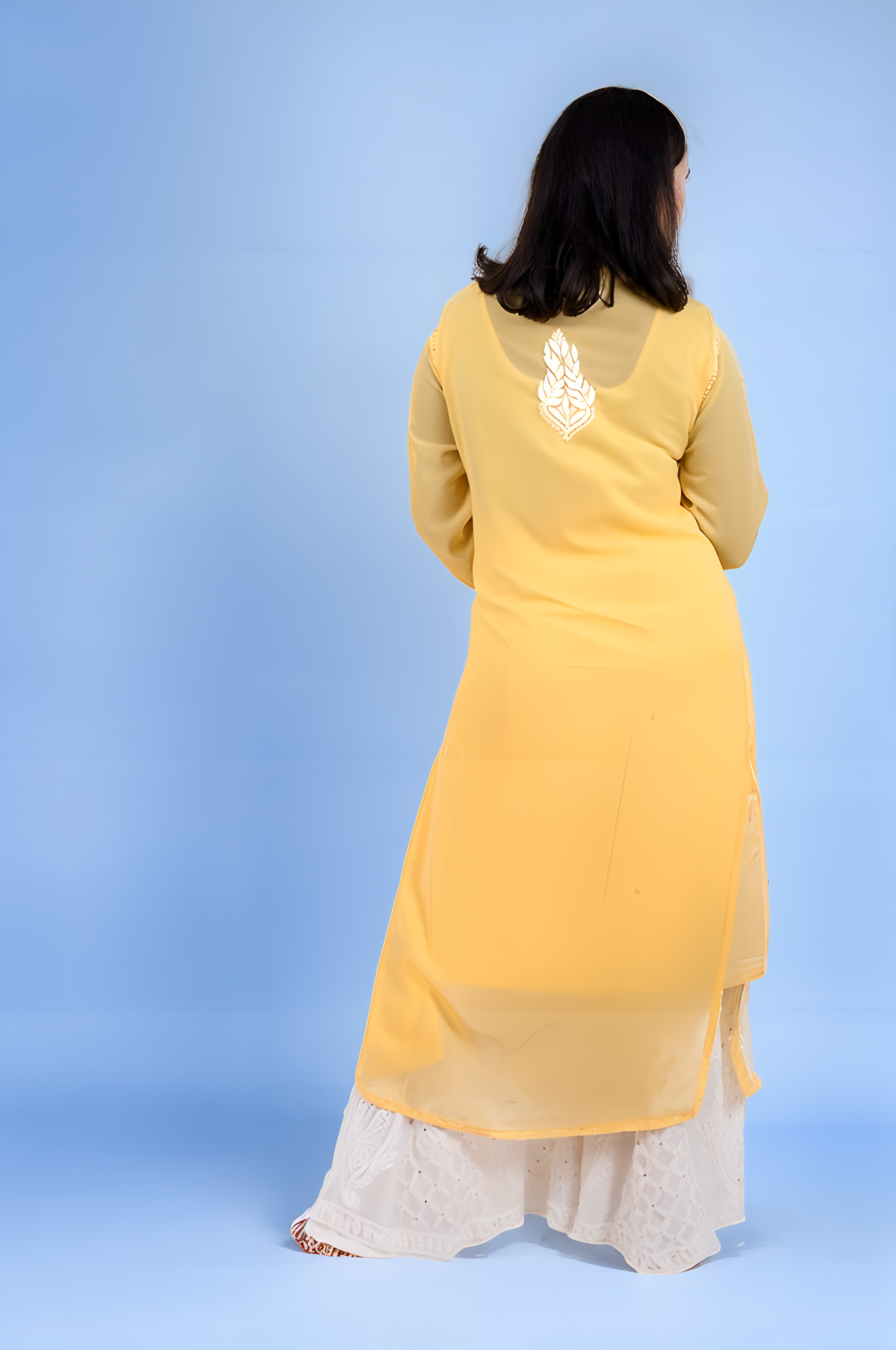 Georgette Chikankari Straight Kurti with Crochet Buttons – Elegant Everyday Style | Store Chikankari