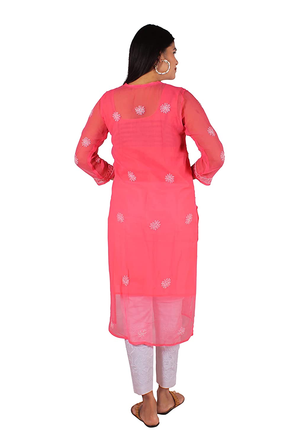 Georgette Chikankari Buta Jaal Straight fit Women's Kurta - Store Chikankari