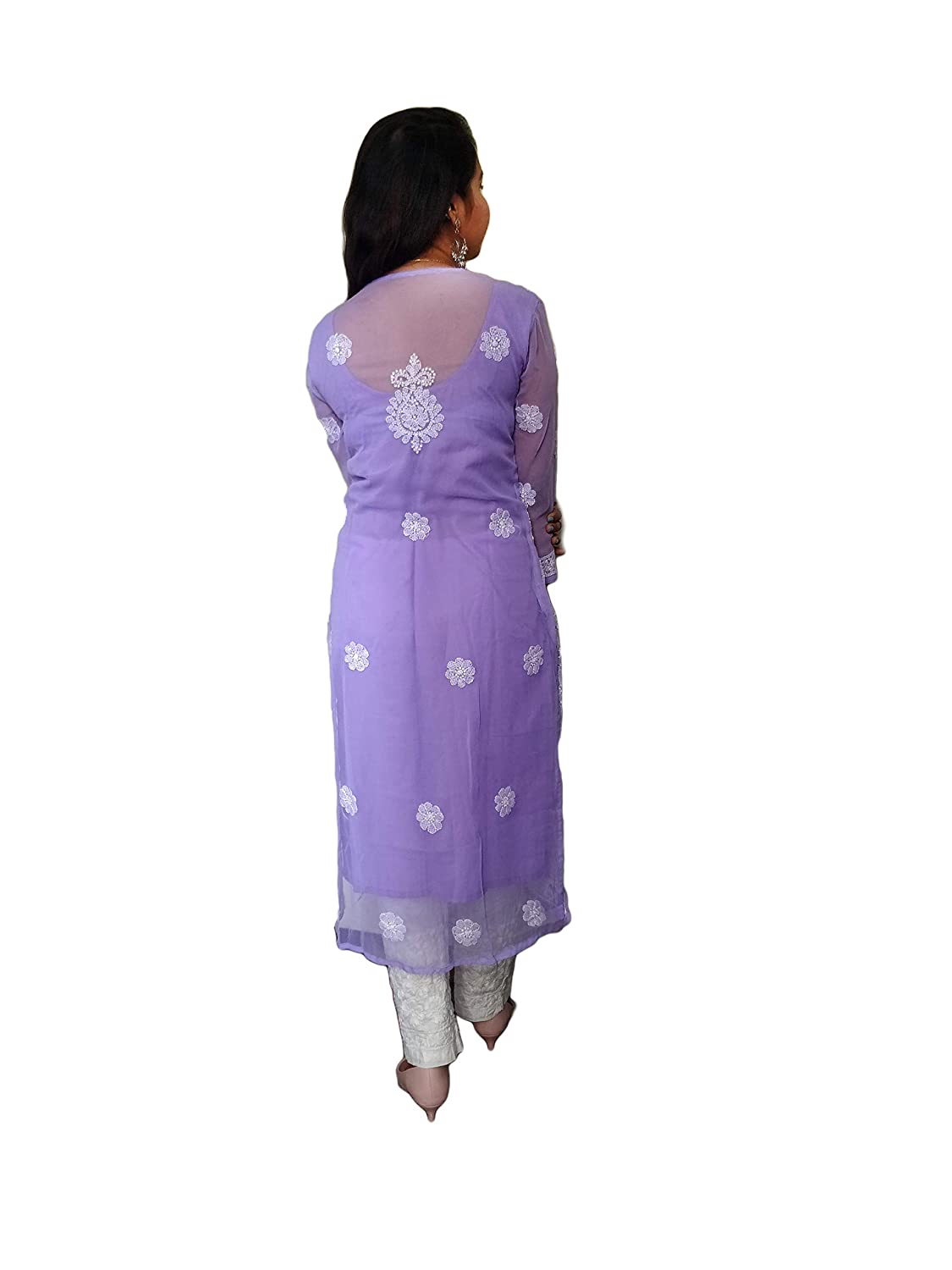 Georgette Chikankari Buta Jaal Straight fit Women's Kurta - Store Chikankari