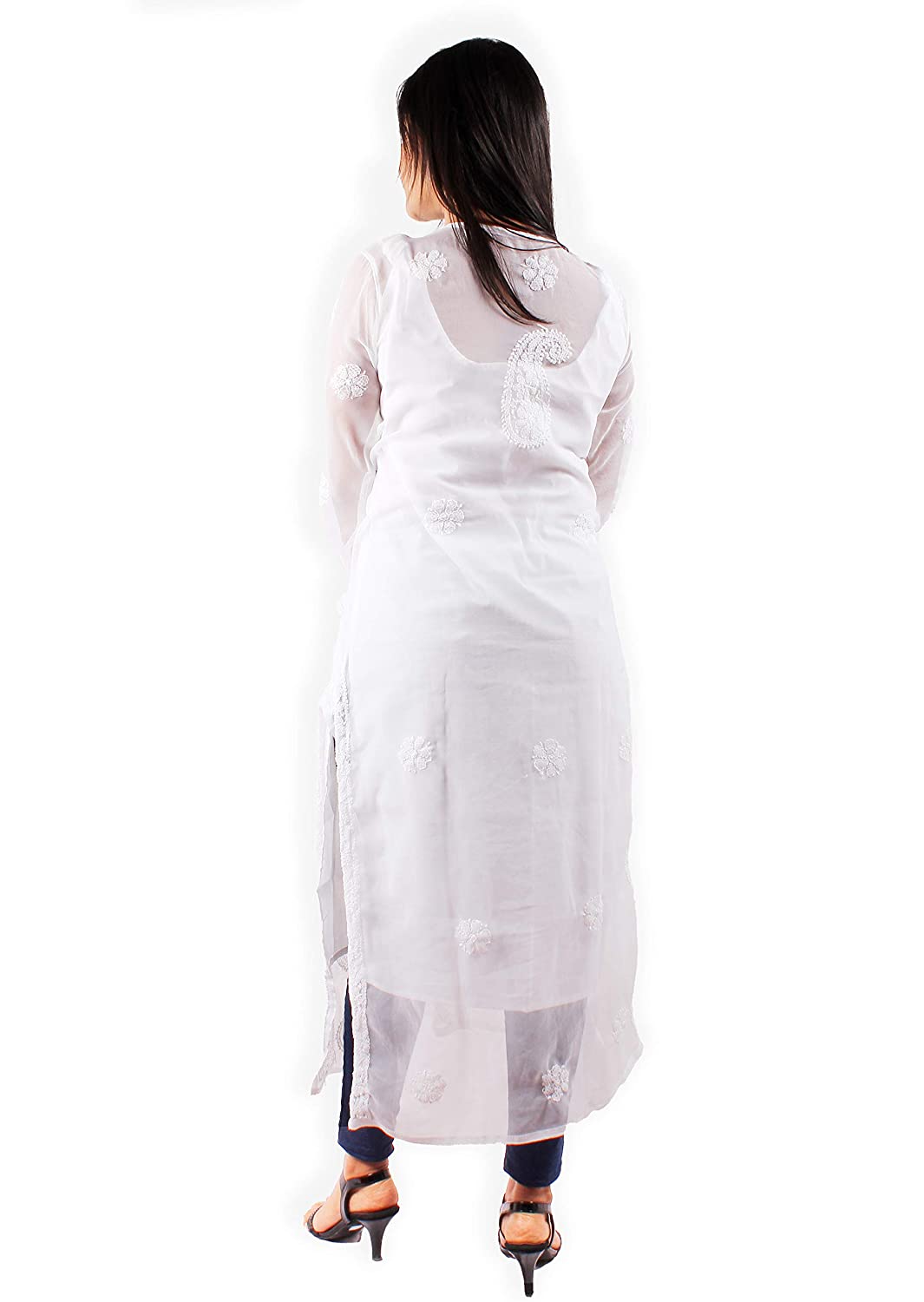 Georgette Chikankari Buta Jaal Straight fit Women's Kurta - Store Chikankari