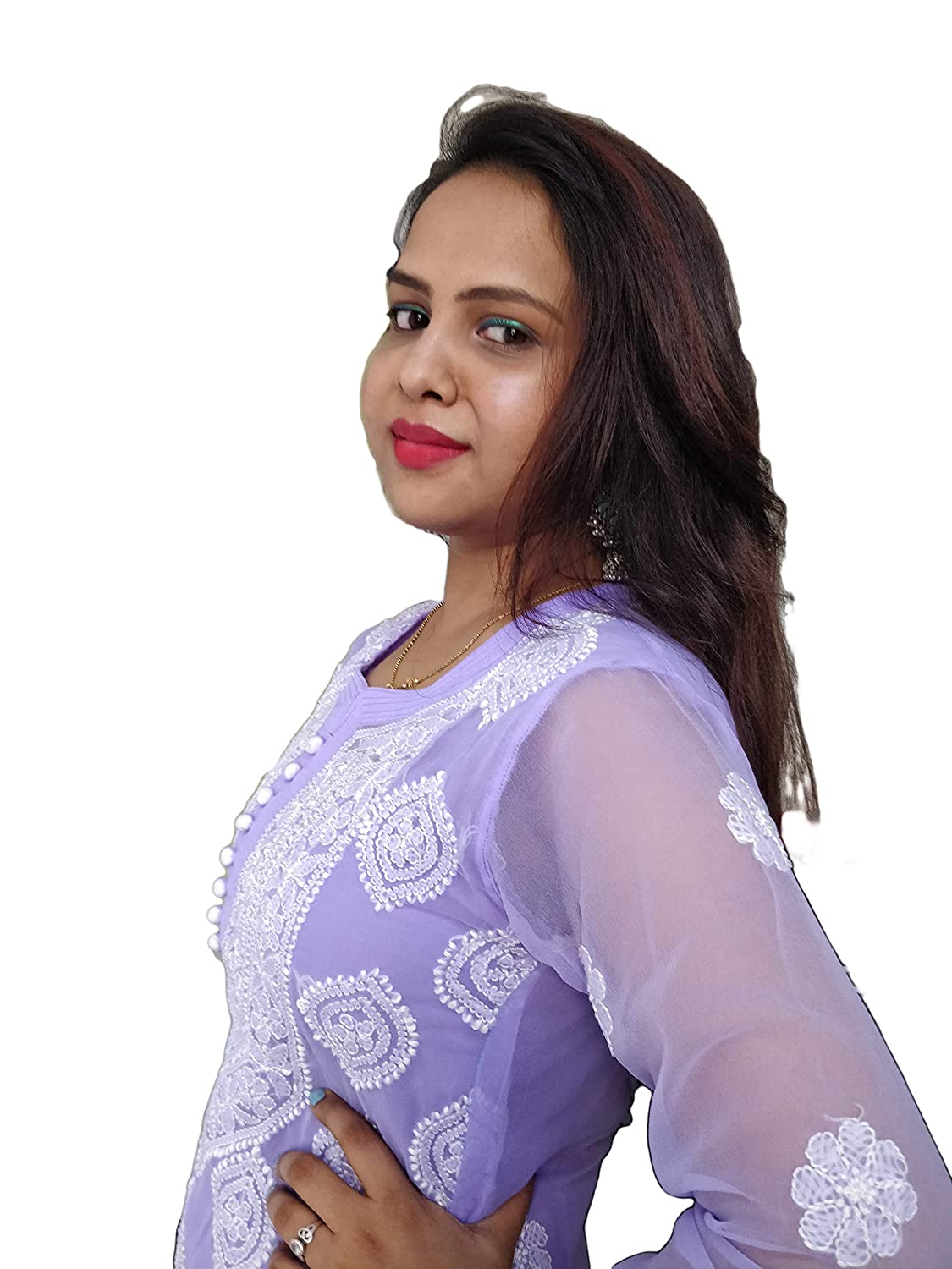 Georgette Chikankari Buta Jaal Straight fit Women's Kurta - Store Chikankari