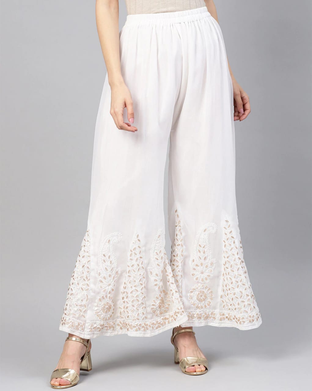 Georgette Chikankari Sharara With Gota Patti Work - Store Chikankari