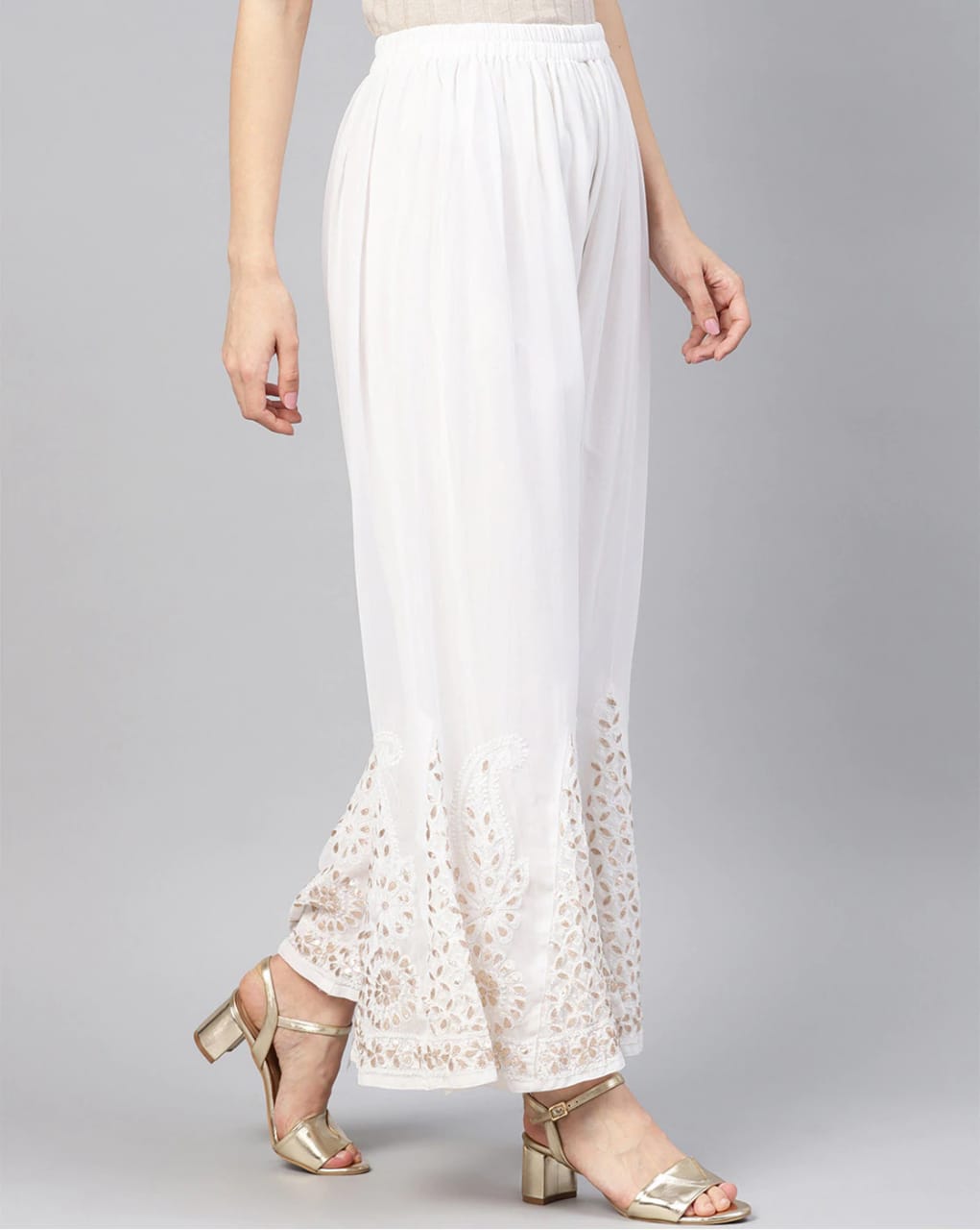 Georgette Chikankari Sharara With Gota Patti Work - Store Chikankari