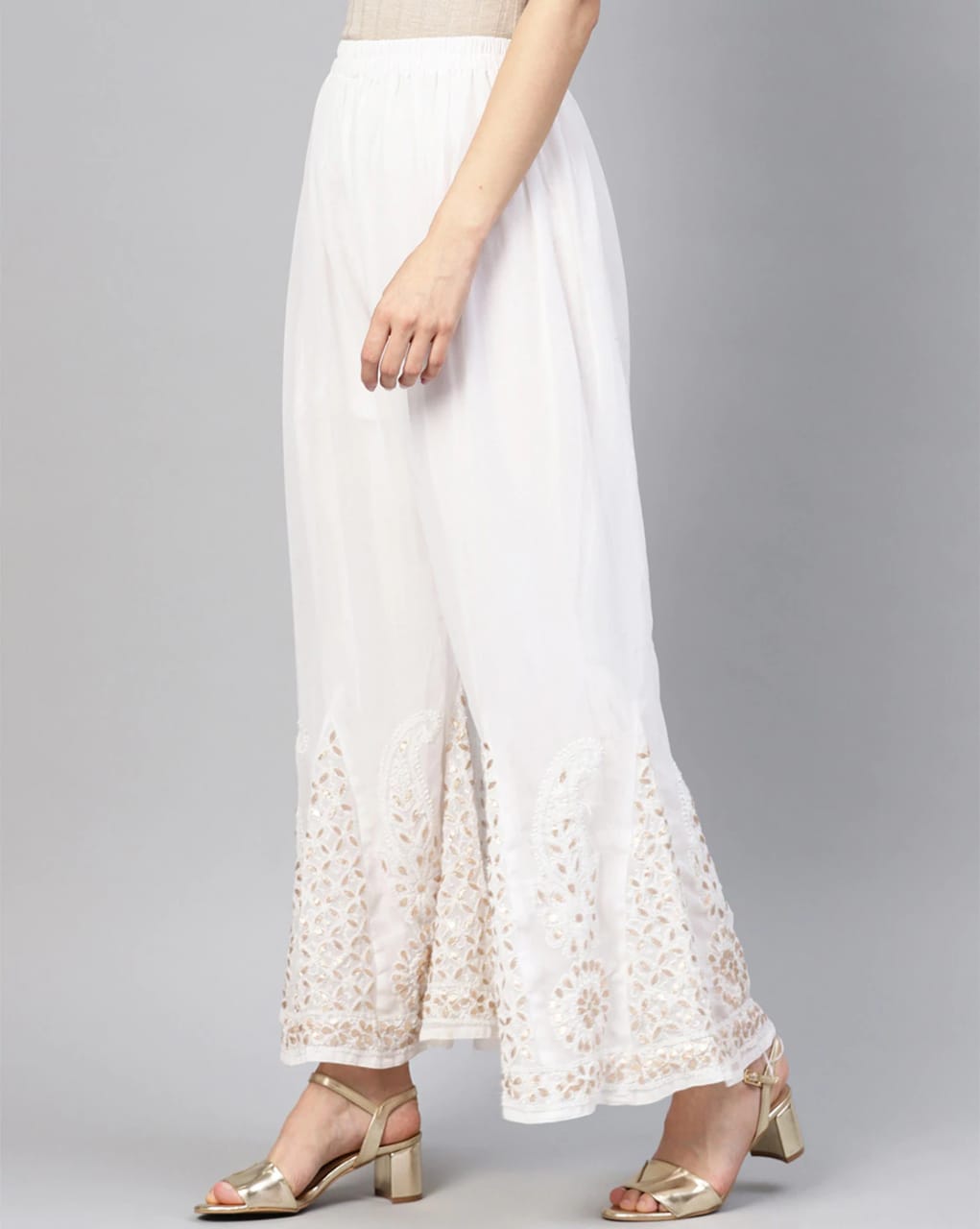 Georgette Chikankari Sharara With Gota Patti Work - Store Chikankari