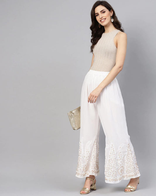 Georgette Chikankari Sharara With Gota Patti Work - Store Chikankari