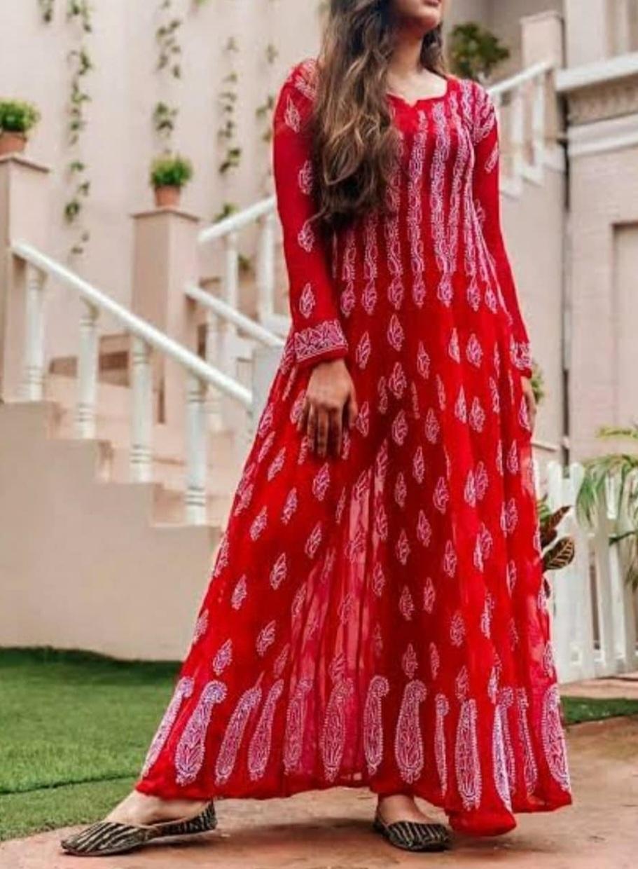 Georgette Chikankari 56 kali Anarkali - Store Chikankari