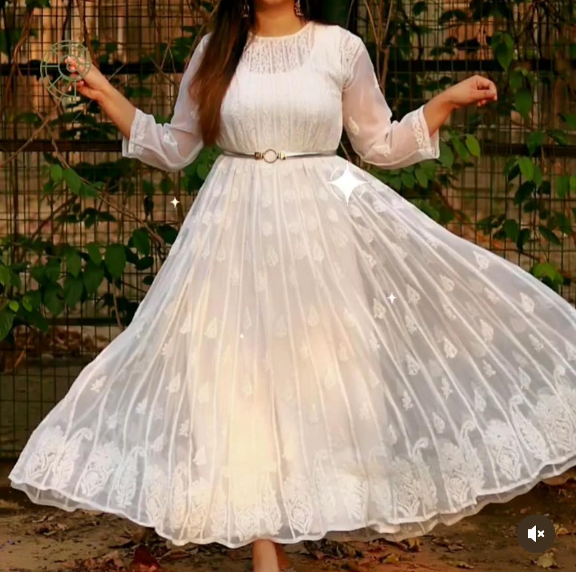 Georgette Chikankari 56 kali Anarkali - Store Chikankari