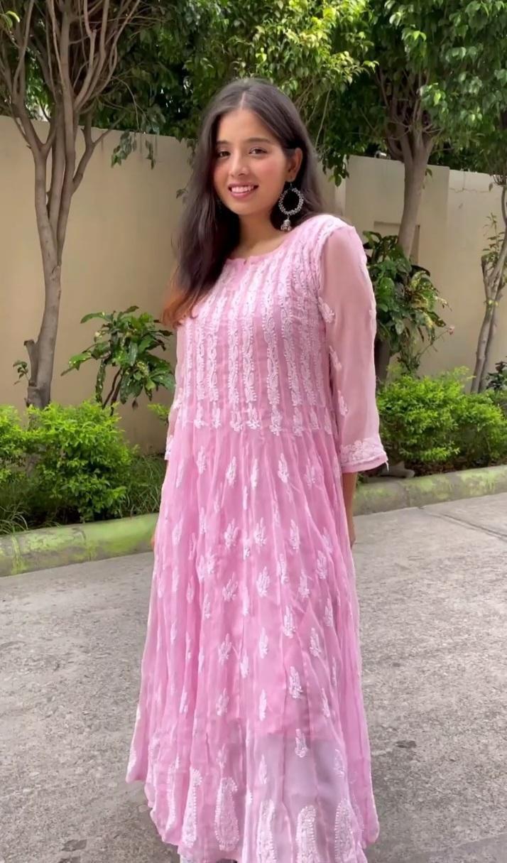 Georgette Chikankari 56 kali Anarkali - Store Chikankari