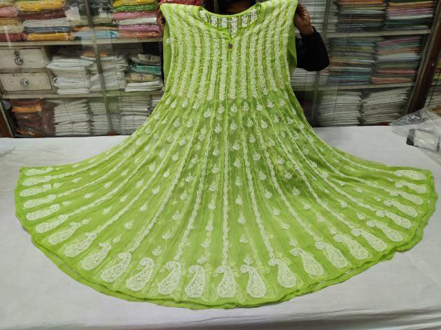 Georgette Chikankari 56 kali Anarkali - Store Chikankari