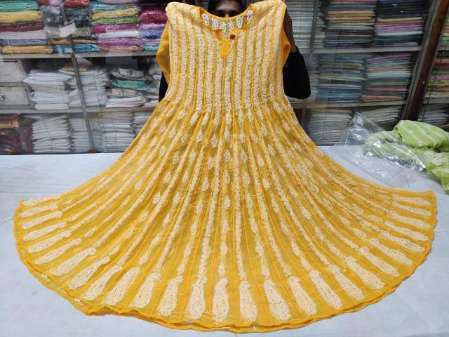Georgette Chikankari 56 kali Anarkali - Store Chikankari