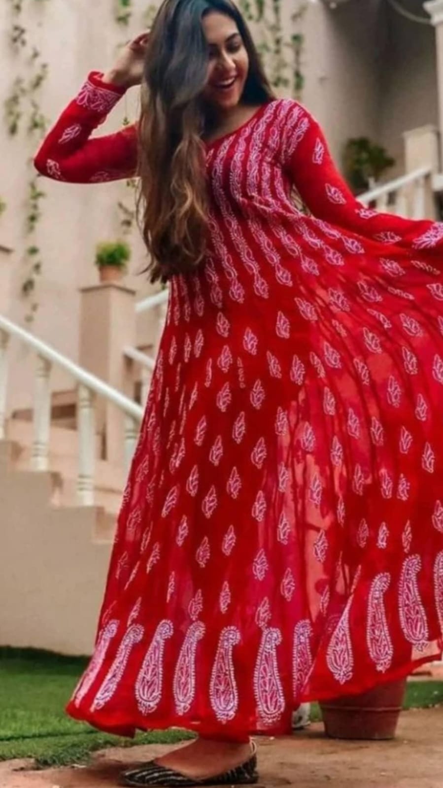 Georgette Chikankari 56 kali Anarkali - Store Chikankari