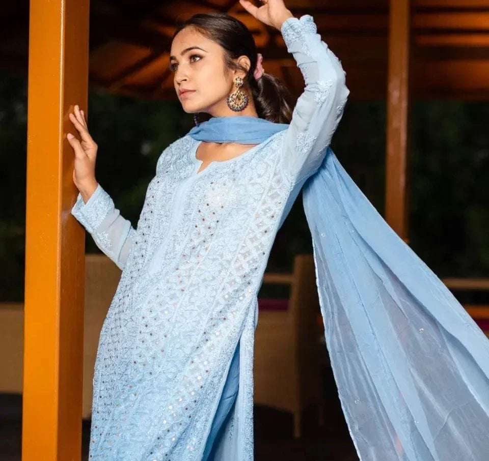 Premium Chikankari Viscose Kurta Set - Store Chikankari