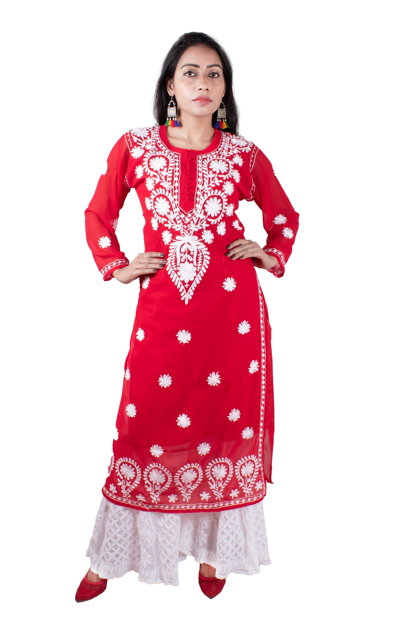 Trendy Chikankari Georgette Machine Work Kurti for Everyday Elegance